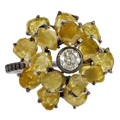 Vivaan Yellow Slice Diamond Gold Floral Ring