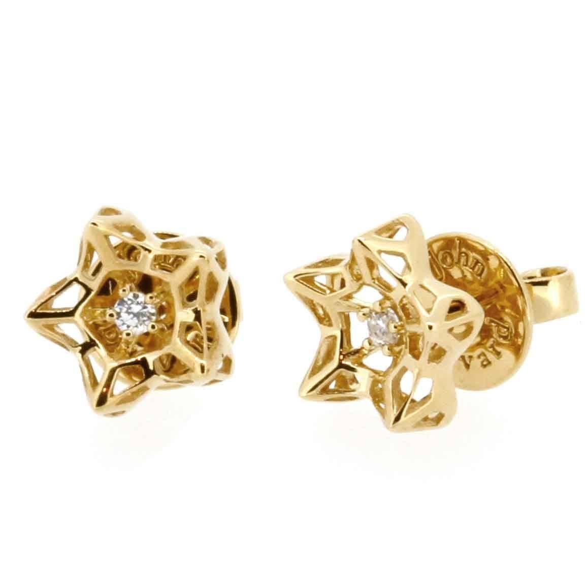 Clous d'oreilles en or 18 carats et diamants avec mini cadre Tria en vente