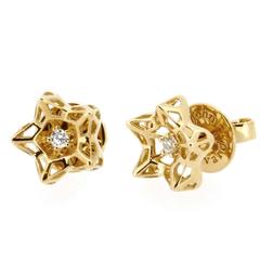 Mini Tria Frame Diamond Gold Stud Earrings 11