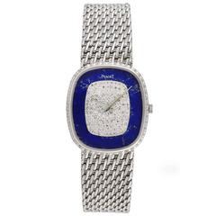 1970's Piaget White Gold Lapis Lazuli Diamond Bracelet Wristwatch 3