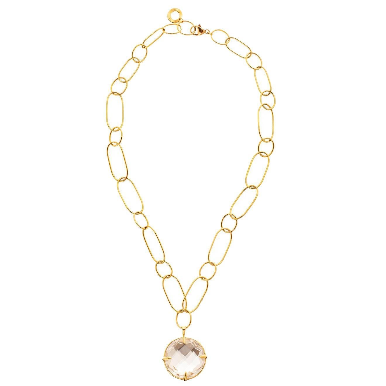 Ippolita Rock Crystal Quartz Open Link Gold Pendant Necklace