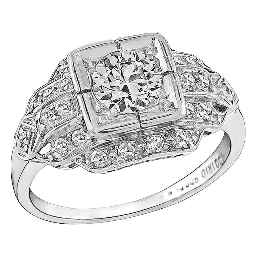 Enticing Diamond Platinum Engagement Ring For Sale