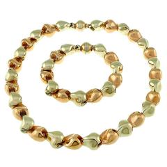 Stunning Two Color Gold Nugget Bracelet and Necklace Set 7