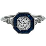 Charming Sapphire Diamond Platinum Engagement Ring