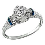 0.53 Carat GIA Diamond Sapphire Platinum Engagement Ring