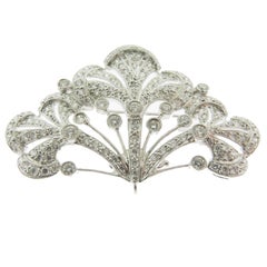 1930's Open Filigree Diamond White Gold Brooch.