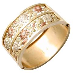 Antique Victorian Silver Gilt Bangle Bracelet 8