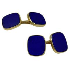 Cartier Lapis Gold Cufflinks