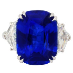 Unheated Burma Royal Blue 13.21 carat Sapphire Diamond Platinum Ring