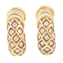 Vintage Cartier Diamond Gold Clip-On Earrings