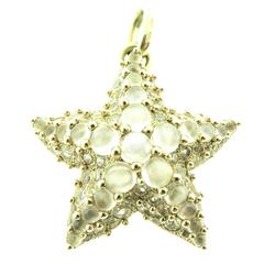 Moonstone Diamond Gold Star Fish Pendant 8
