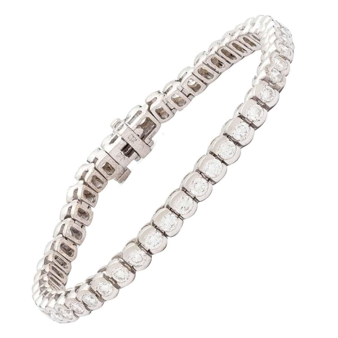 5.00 Carats Diamonds Gold Line Bracelet