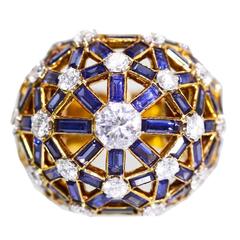 1960s Mellerio Paris Sapphire and Diamond Ring