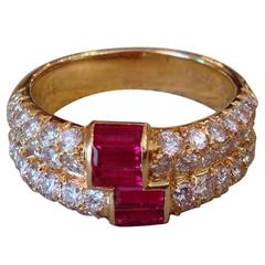 Van Cleef & Arpels Ruby Pave Diamond Gold Ring