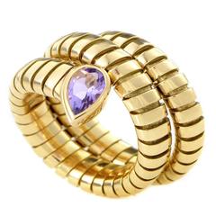 Bulgari Tubogas Amethyst Gold Snake Ring