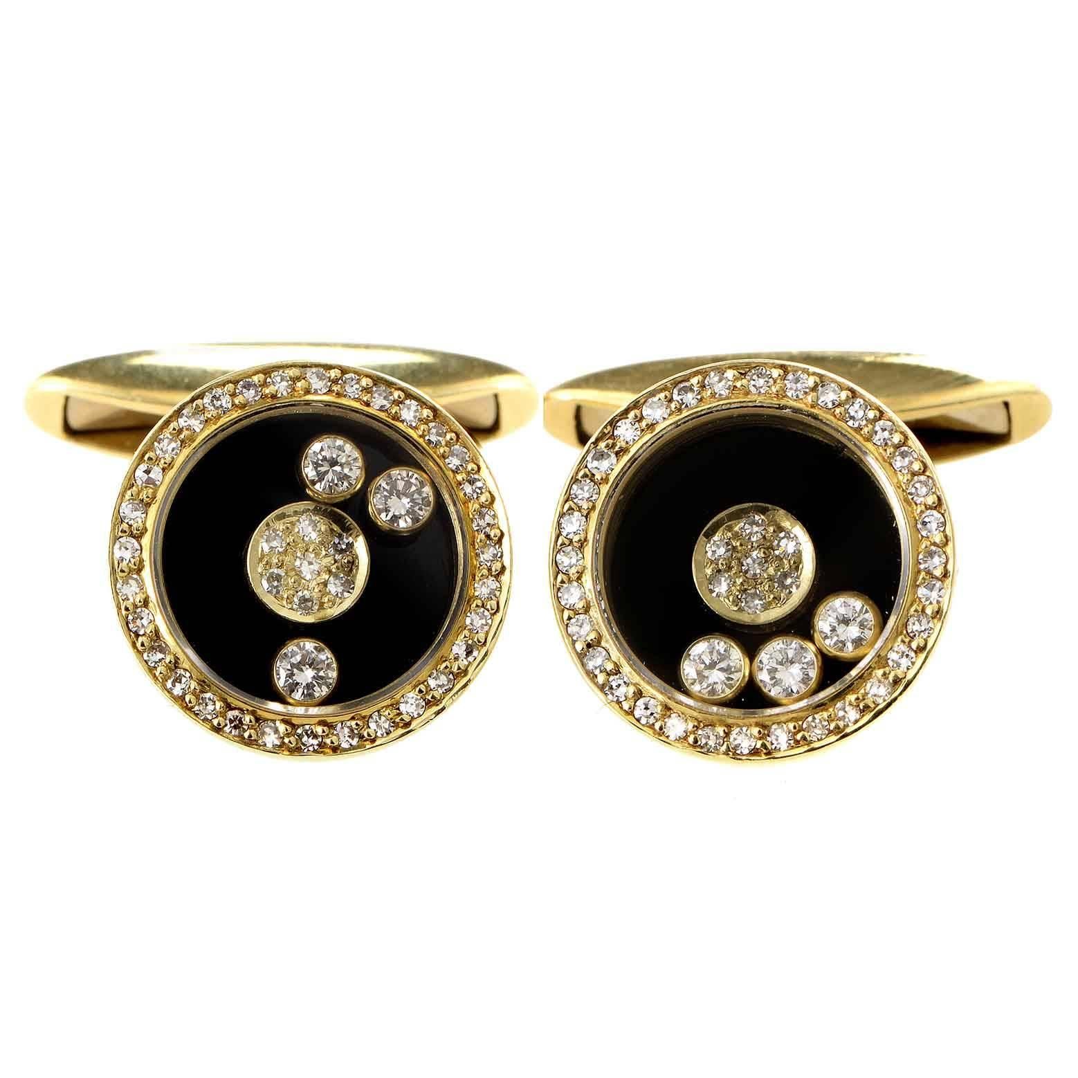 Chopard Happy Diamonds Diamond Gold Cufflinks at 1stDibs