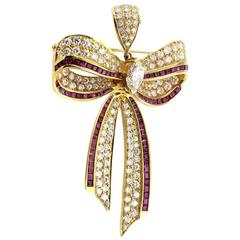 Lazare Kaplan Ruby Diamond Gold  Brooch Pendant