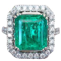 5.51 Carat GIA Cert Emerald Diamond Gold Ring 