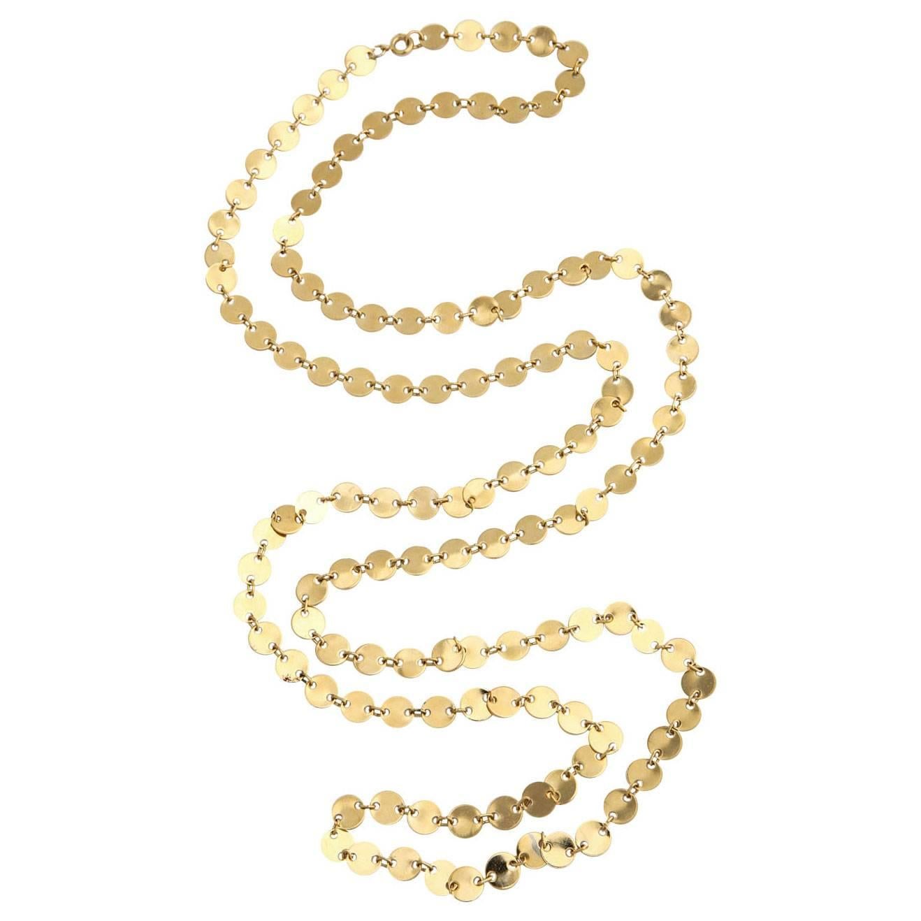 Goldfarbene zinnfarbene Konfetti-Halskette mit Zinnscheiben, Kostümschmuck