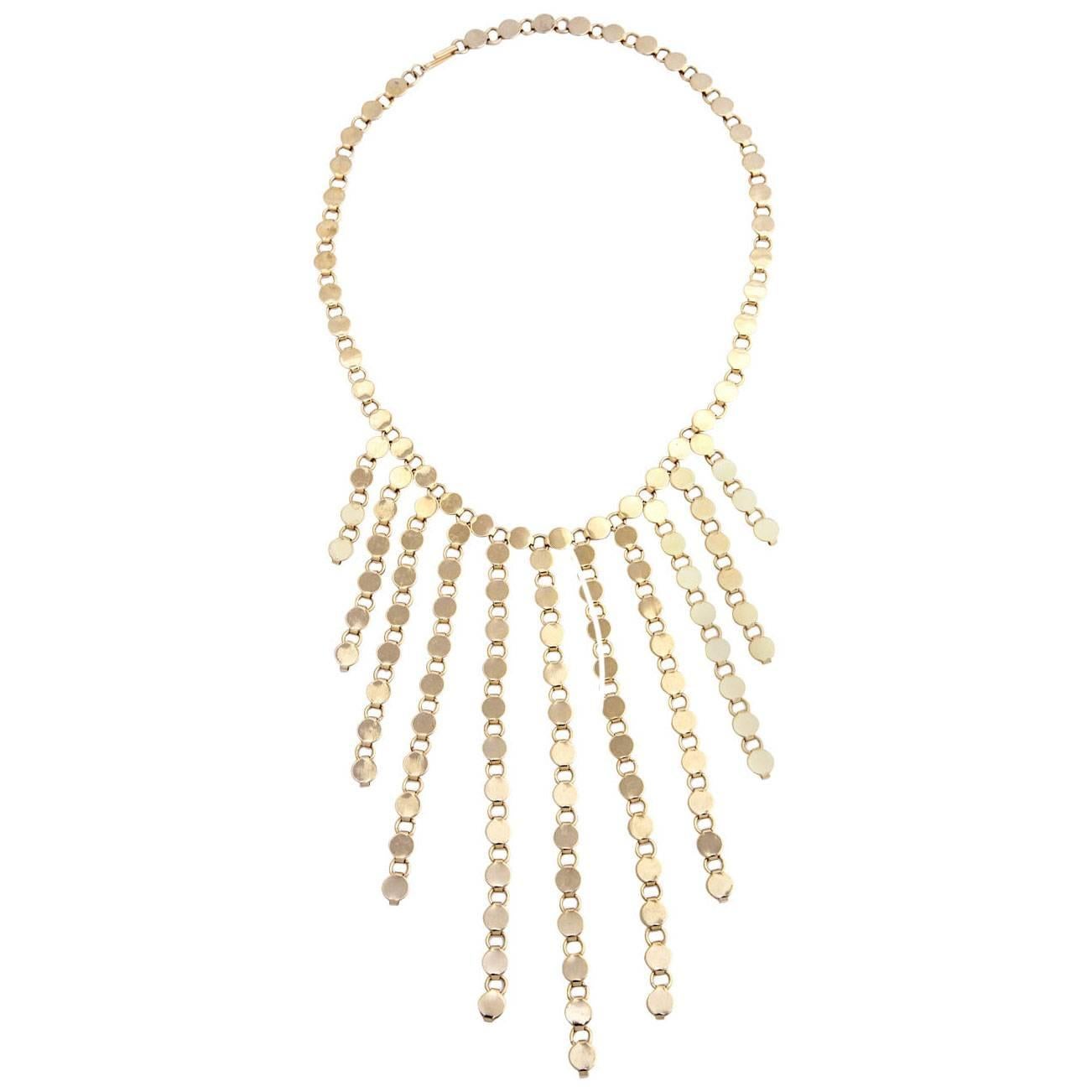 Goldtone Tiny Disk Necklace, Costume Jewelry