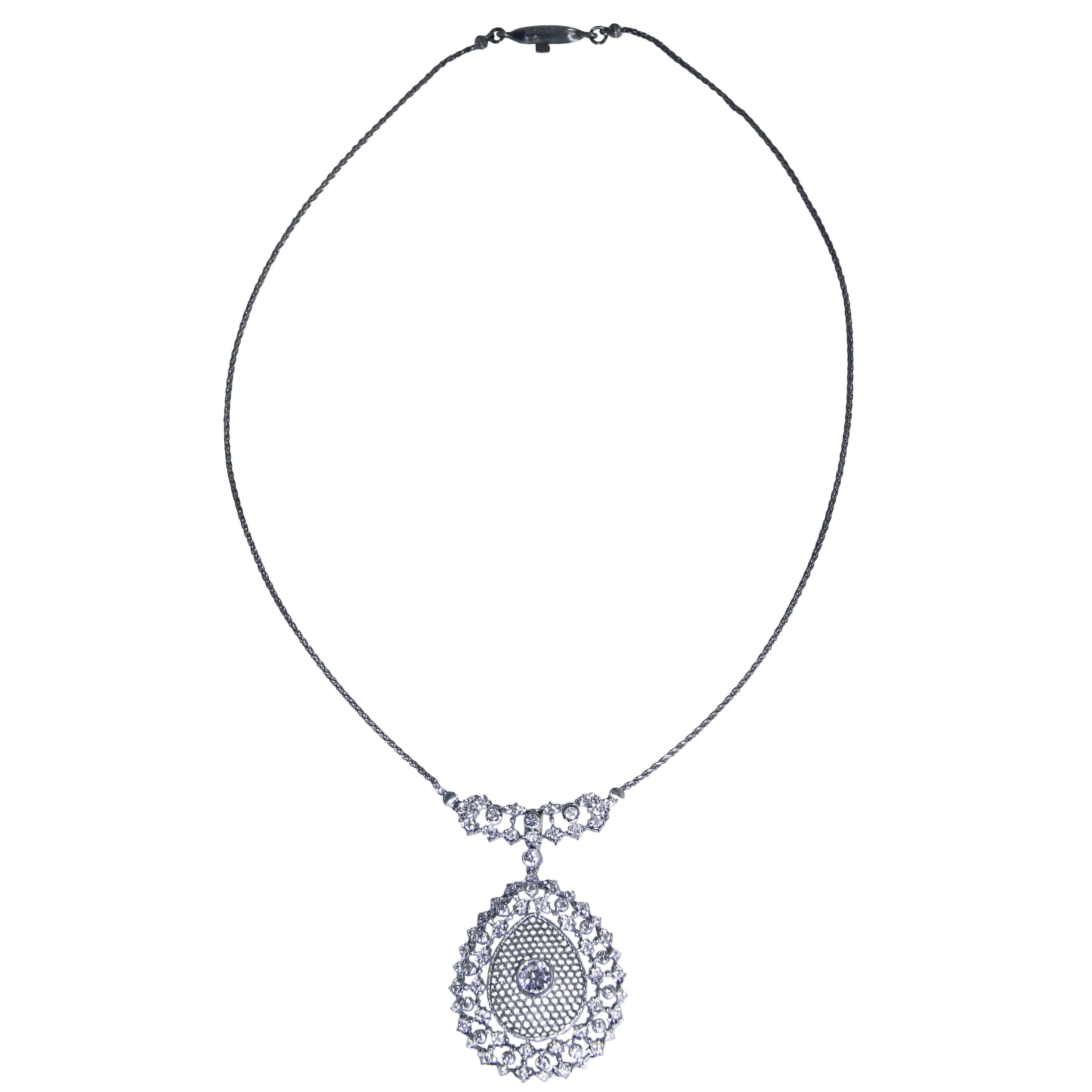 Buccellati "Tulle" Diamond Gold Convertible Pendant Necklace For Sale