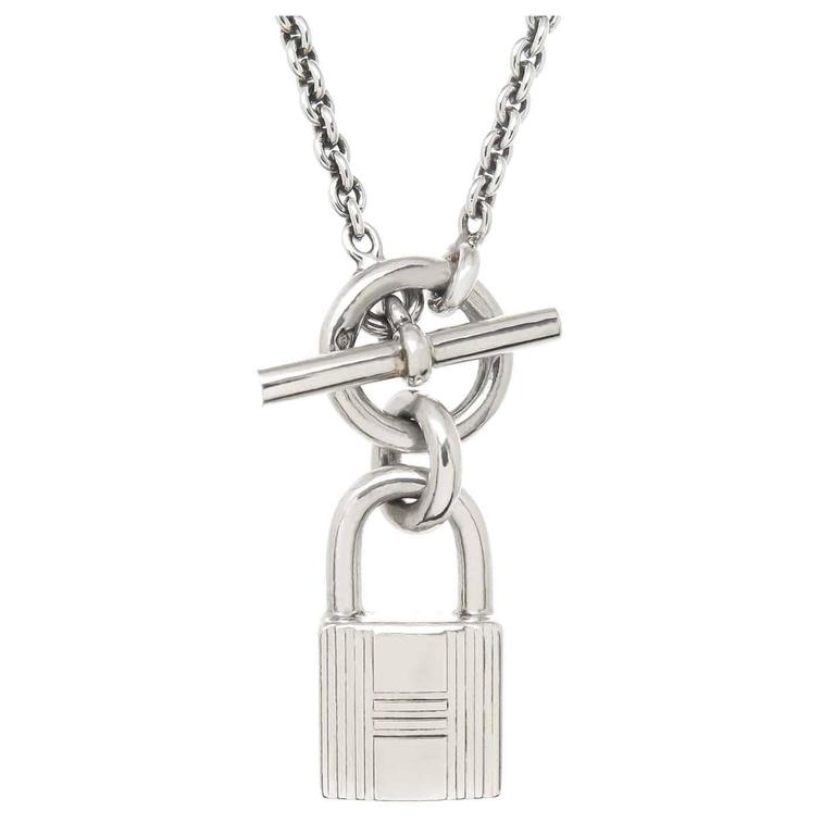 Hermes Kelly Cadenas Silver Lock Pendant at 1stDibs | hermes lock