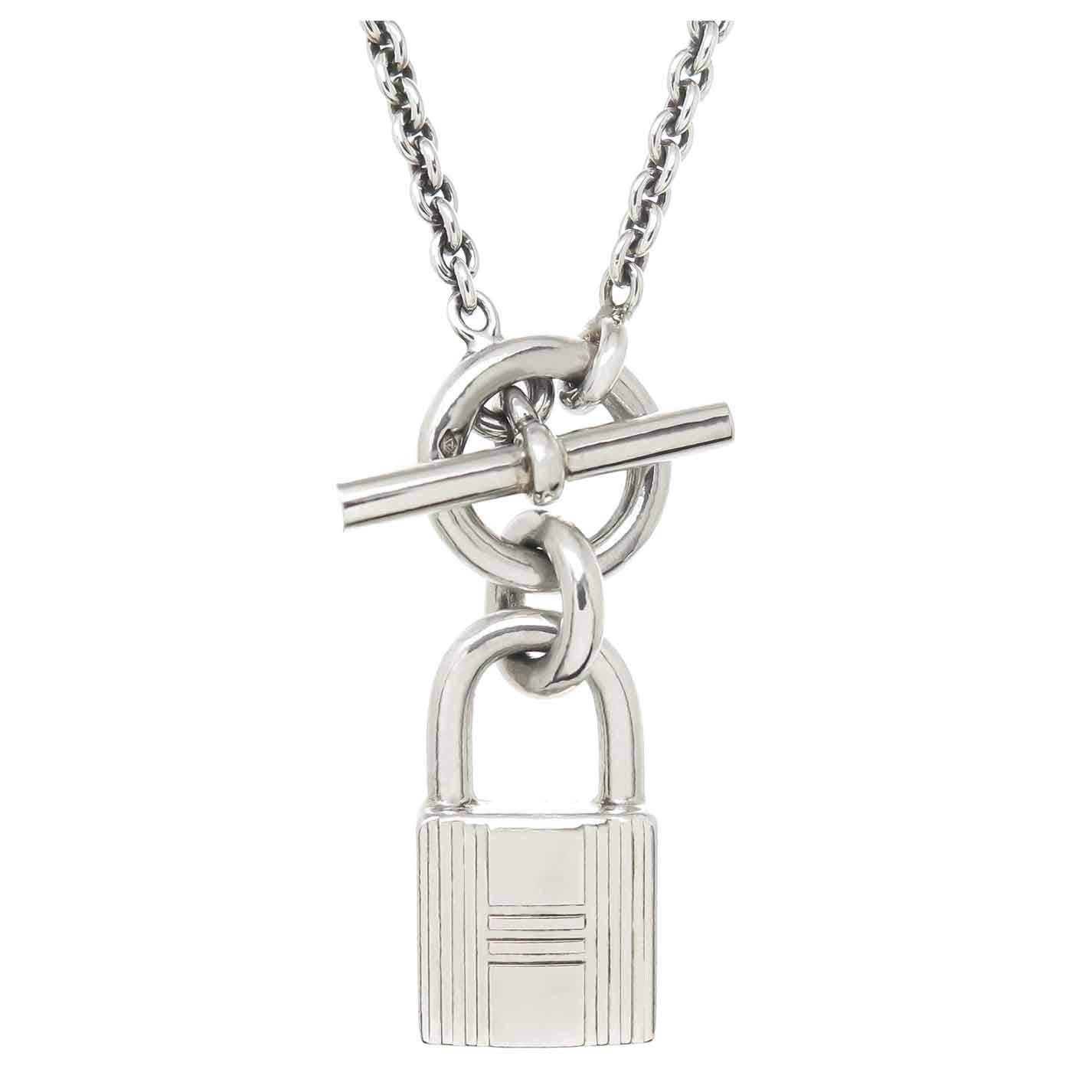 Hermes Kelly Cadenas Silver Lock Pendant