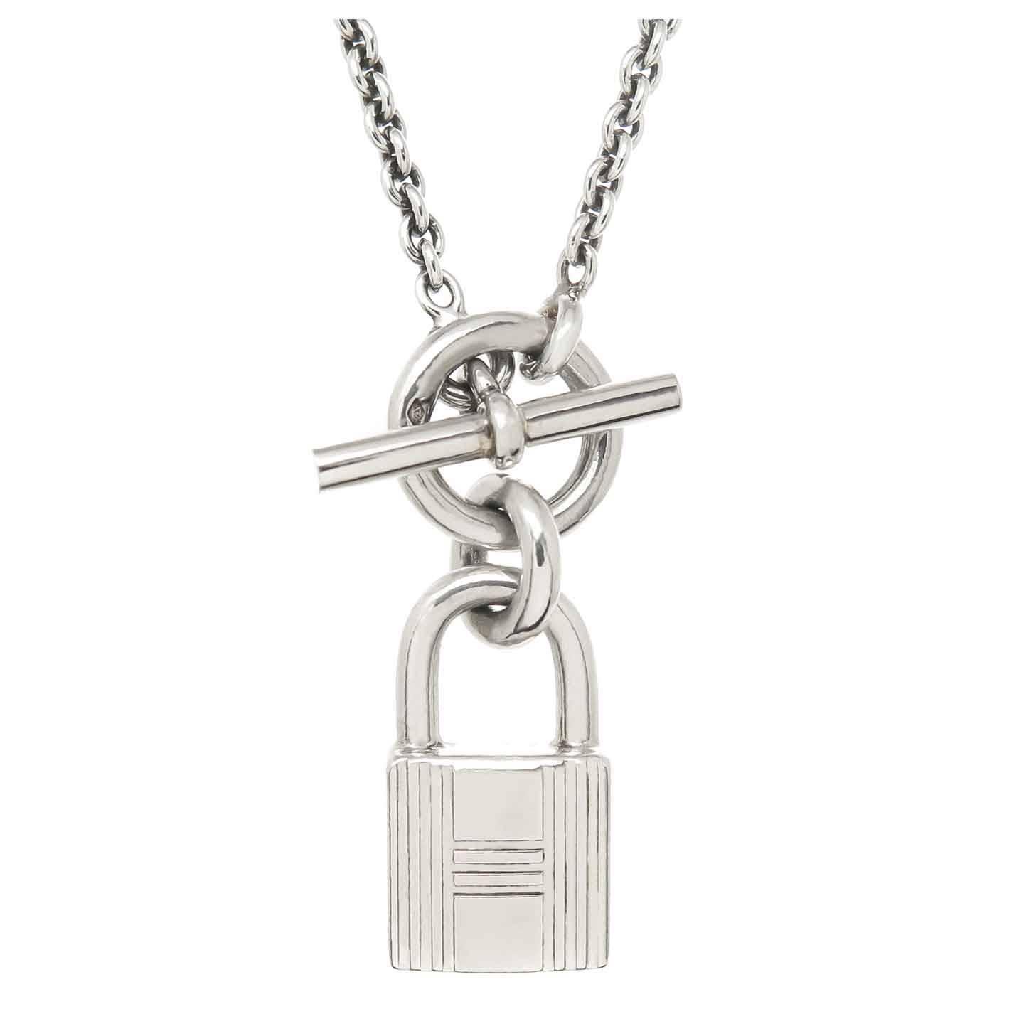 Hermes Kelly Cadenas Silver Lock Pendant For Sale at 1stdibs