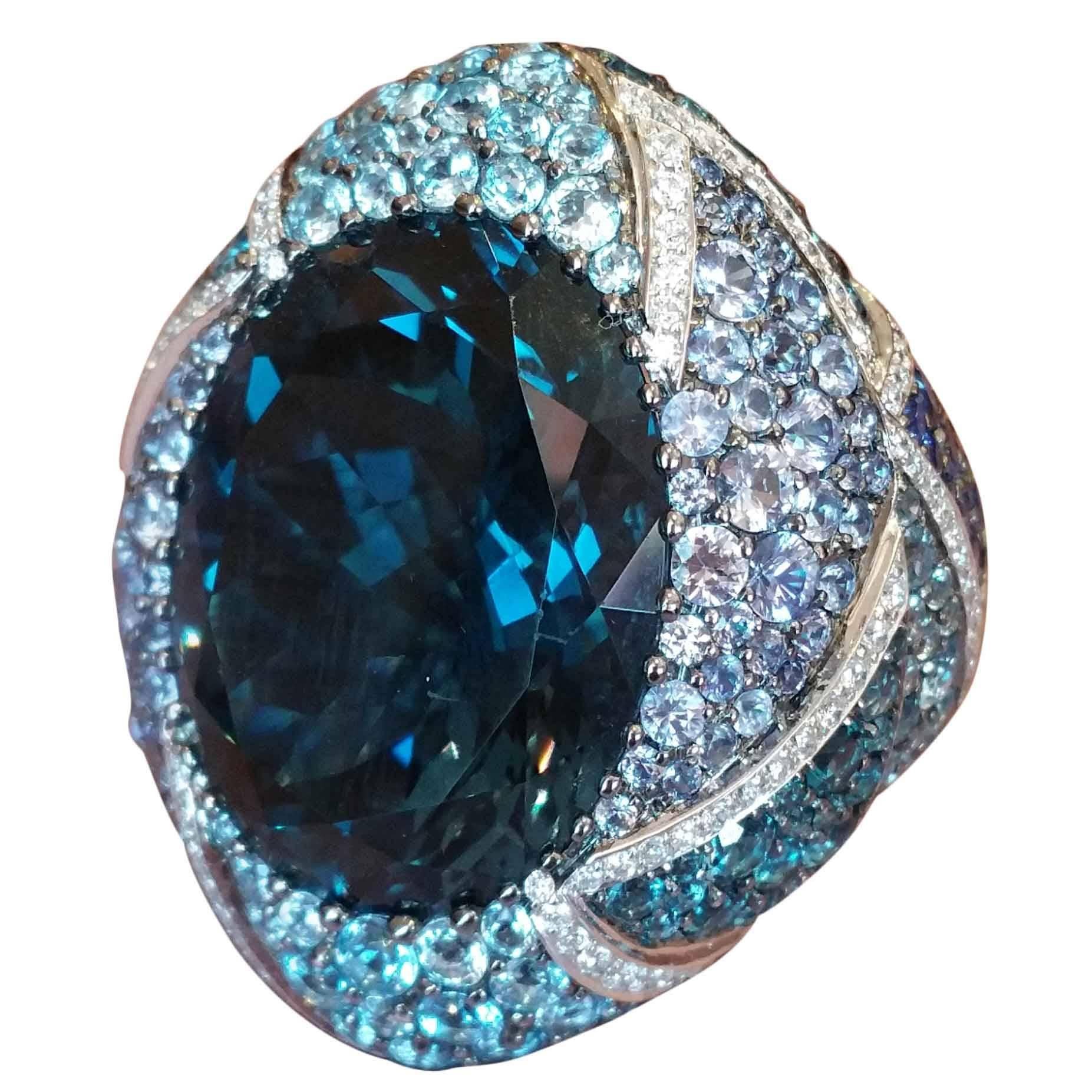 Topaz Sapphire Gold Dome Ring 