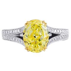 Fancy Intense Yellow Radiant Trapezoid Diamond Gold Platinum Engagement Ring