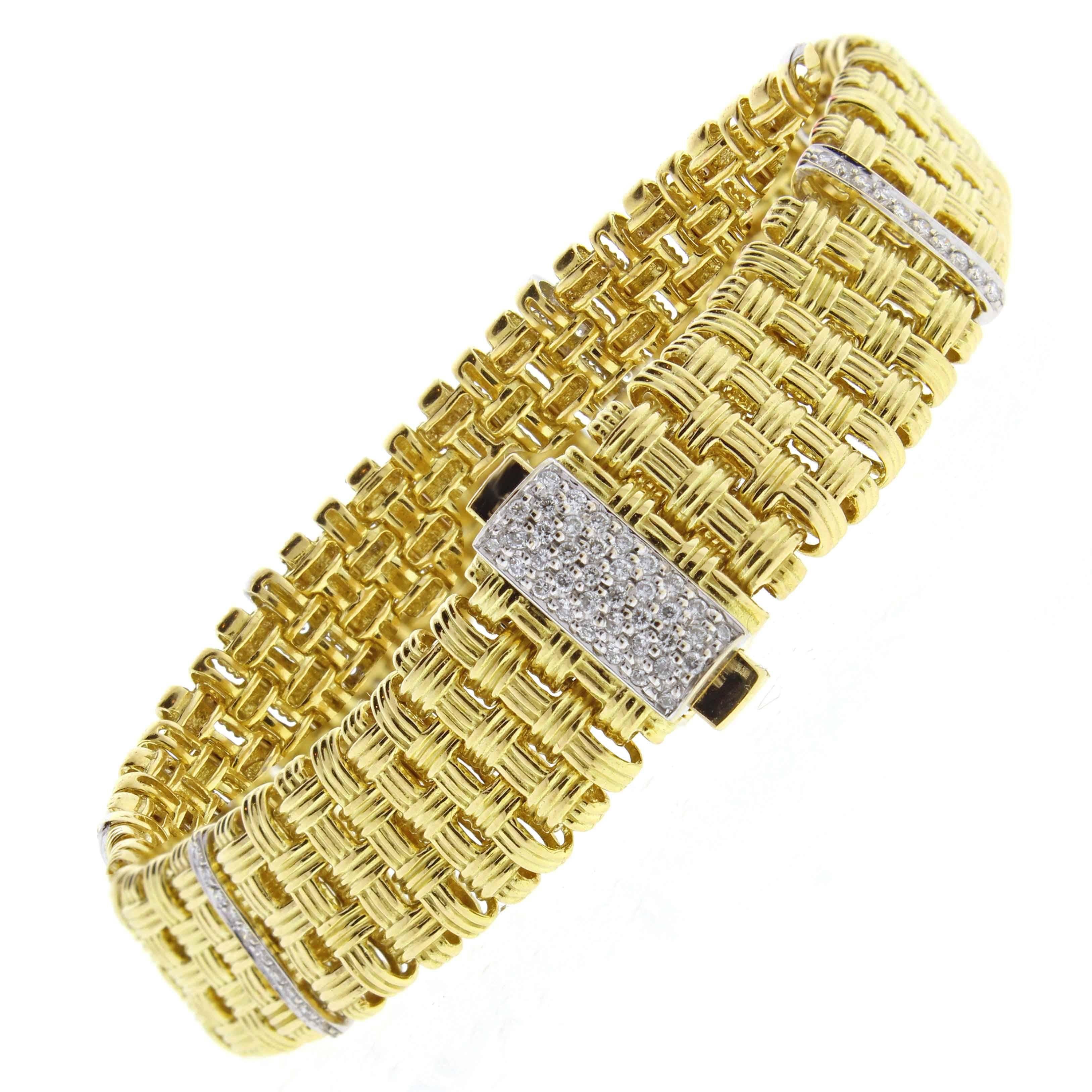 Roberto Coin Appassionata Five Row Diamond Gold Bracelet
