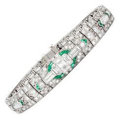 Art Deco Emerald Diamond Bracelet 7
