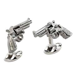 Deakin & Francis Sterling Silver Revolver Gun Cufflinks