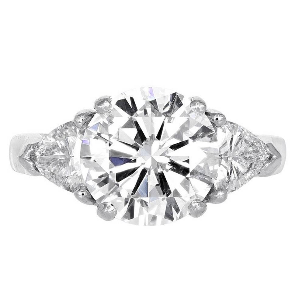 3.03 Carat Round Brilliant Diamond Engagement Ring For Sale