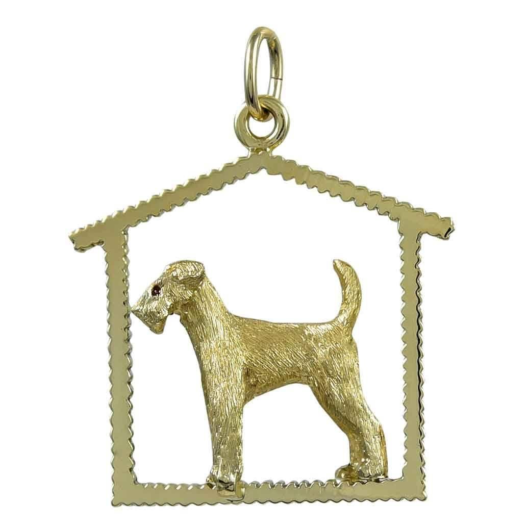 Sterling Silver Solid Enameled Airedale Dog Charm
