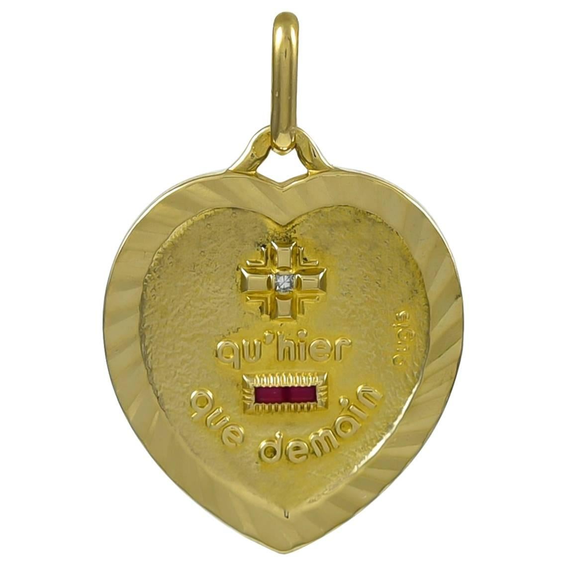 French Gold Heart Charm