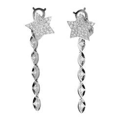 Chanel Comete Diamond Gold Dangle Earrings