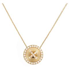 Van Cleef & Arpels Yellow Gold Diamond Button Pendant Necklace