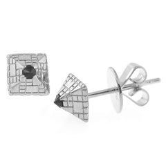 Singular Sapphire Stud Silver Earrings