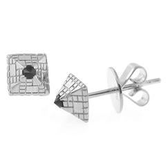 Singular Sapphire Stud Silver Earrings 4