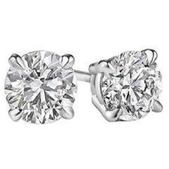 3.35 Carats Diamond Gold Stud Earrings 8