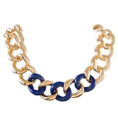 Seaman Schepps Lapis Gold Link Necklace 4