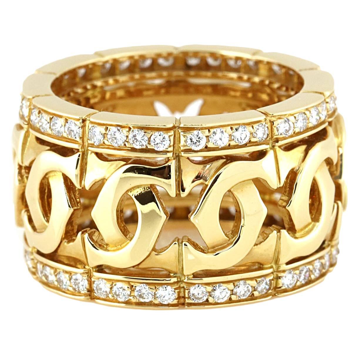 Cartier Double C Diamond Gold Ring
