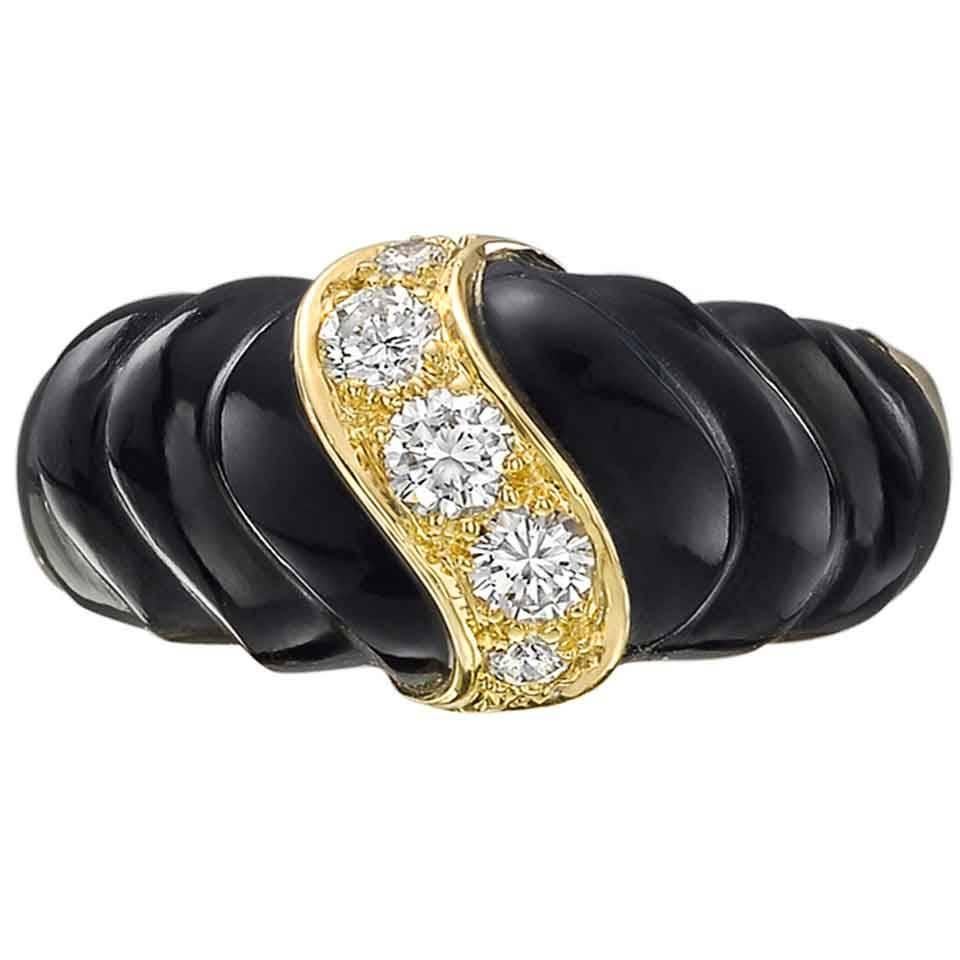 Van Cleef & Arpels Black Onyx and Diamond Dress Ring