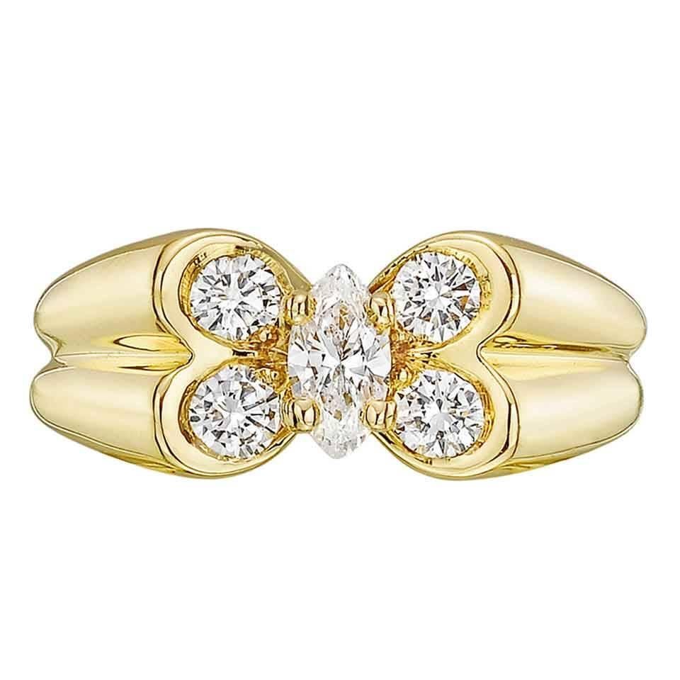 Van Cleef & Arpels Diamond Gold Butterfly Ring