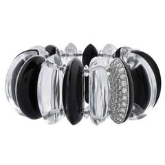 Morelle Davidson Rock Crystal Onyx Diamond Platinum Bracelet 10