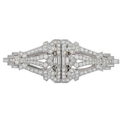 Art Deco Diamond Platinum Double Clip Brooch
