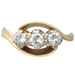 0.83 ct Diamond and 18K Yellow Gold Twist Trilogy Ring 9