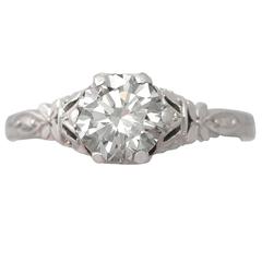 1930s 0.87 ct Diamond and Platinum Solitaire Ring