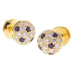 Cartier Sapphire Diamond Gold Pavé Earrings